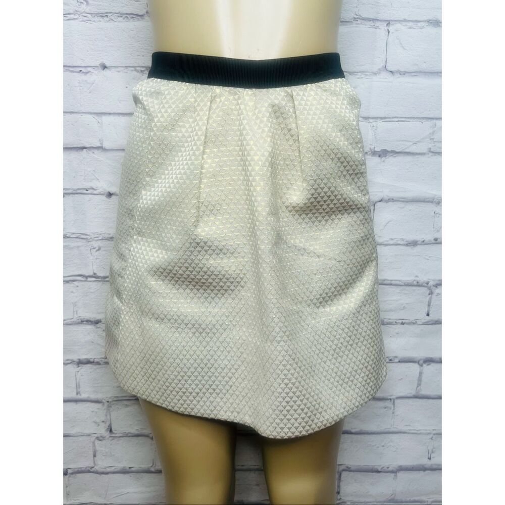 Ganni Womens Gold Silver Metallic Arrow Geometric Print Zip Back Mini Skirt XS